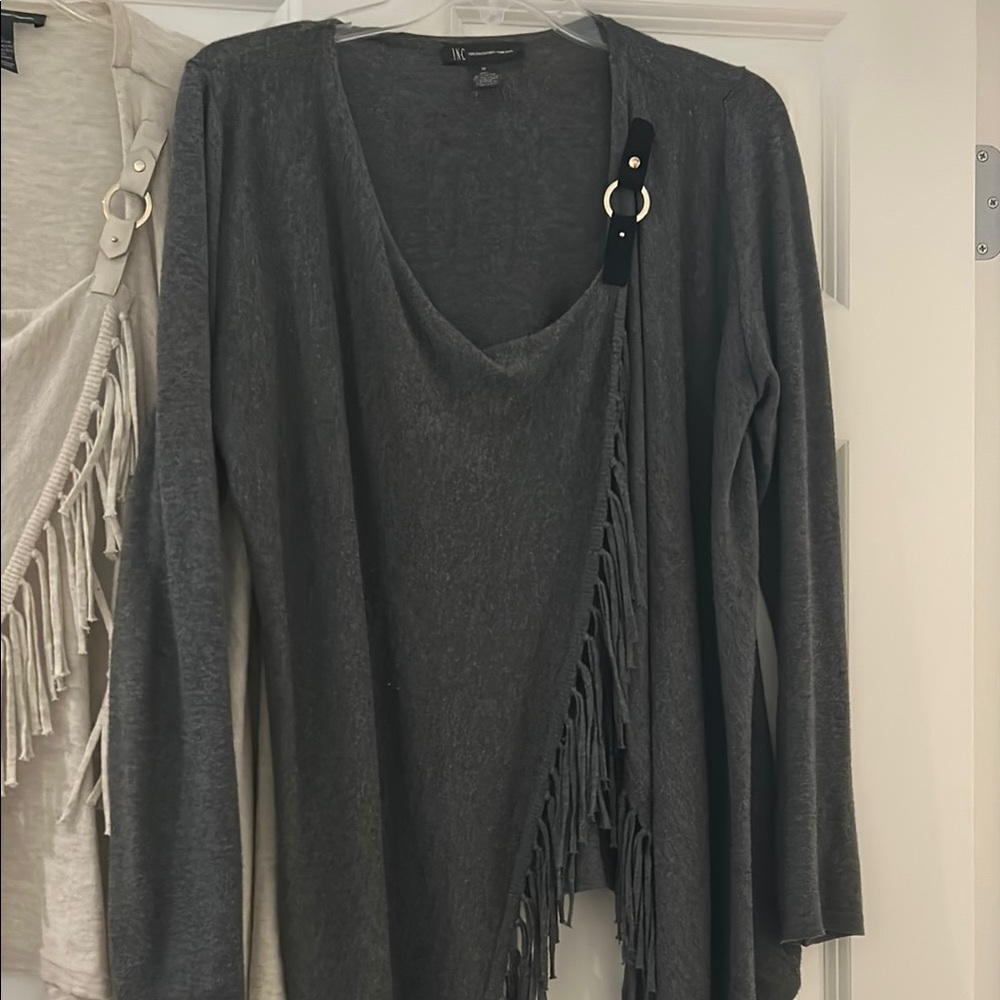 Gray Fringe Sweater